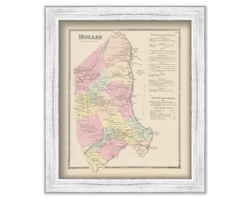 Town of HOLLIS Maine 1872 Map Etsy
