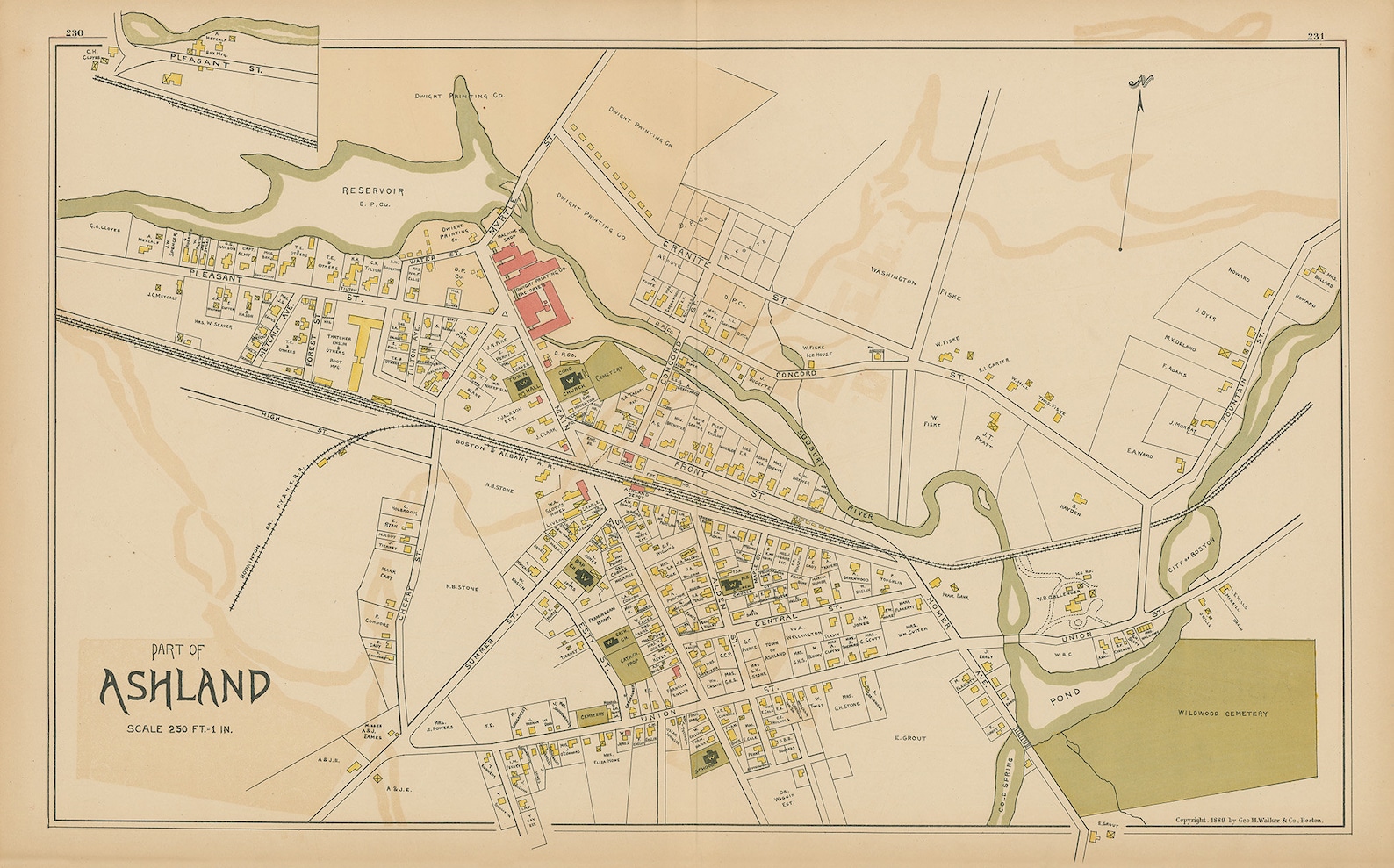ASHLAND Massachusetts 1889 Map Replica or Genuine ORIGINAL Etsy