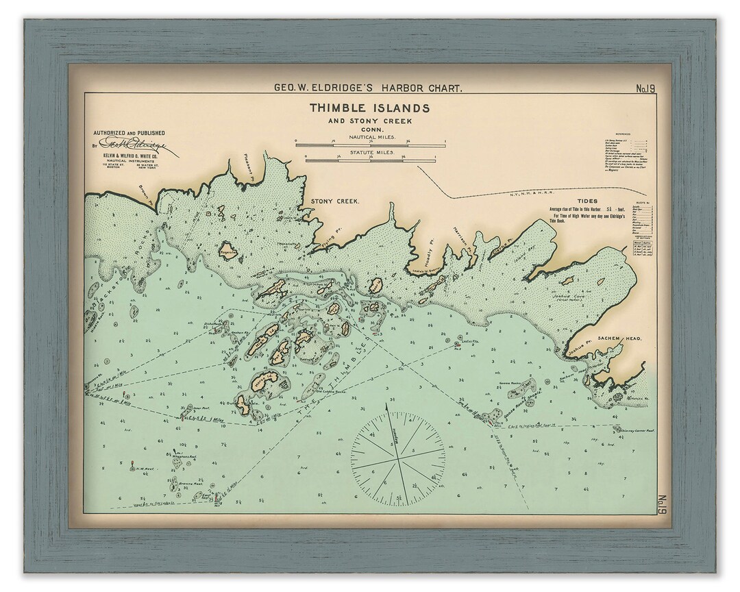 Thimble Islands, Connecticut Nautical Chart by W. Eldridge 1901