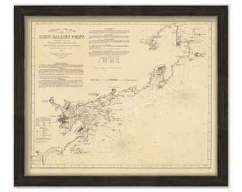 ROCKPORT, MANCHESTER and IPSWICH, Massachusetts and the surrounding area, 1899 Map/Chart - by George Eldridge - Lighthouses in Red