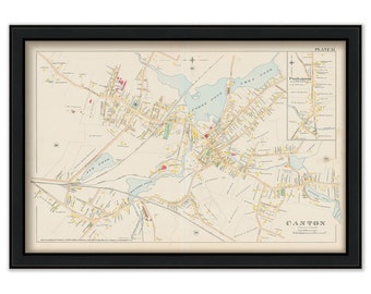 Village of CANTON, Massachusetts 1888 Map