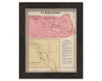 Town and Village of CUMMINGTON, Massachusetts 1873 Map