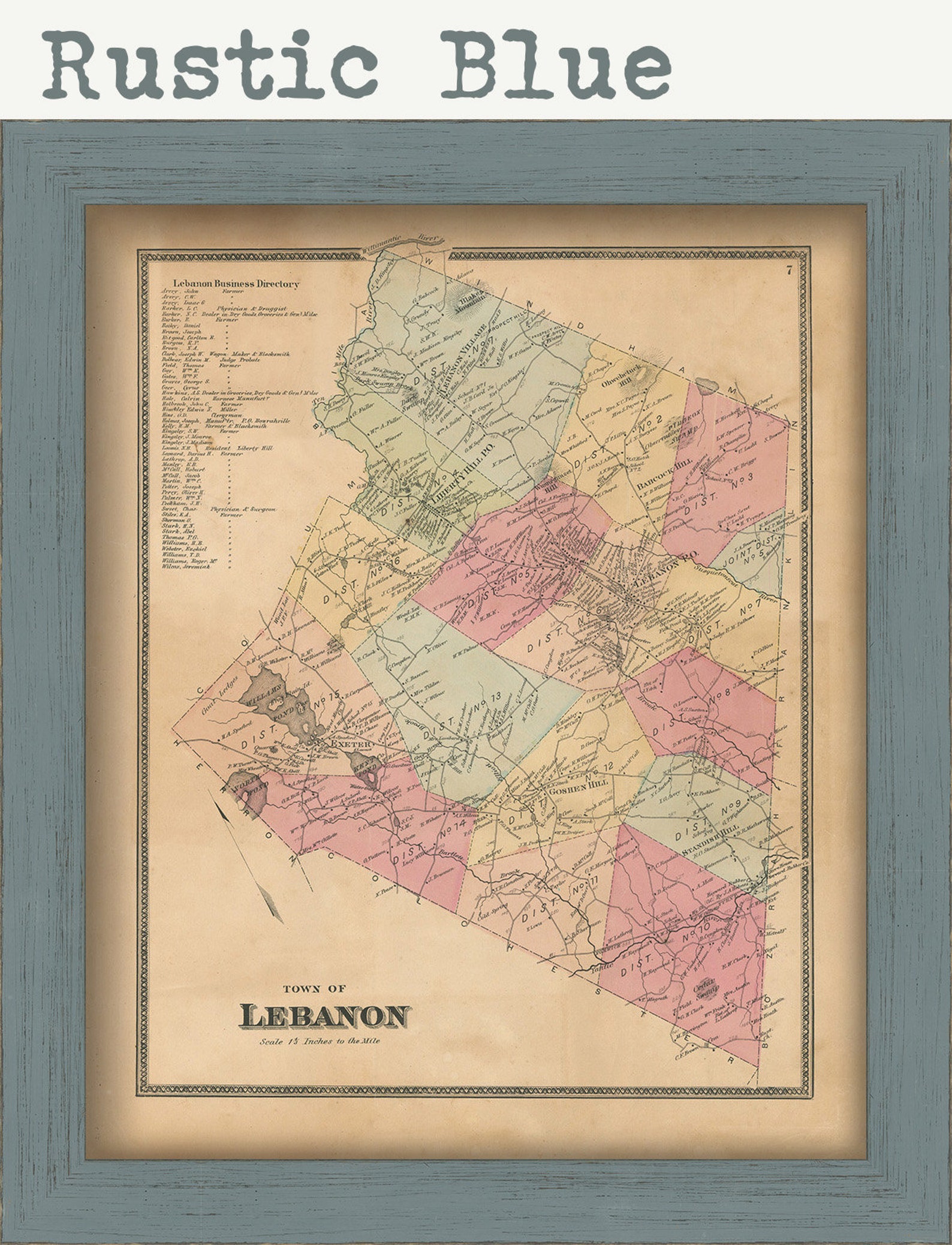 LEBANON Connecticut 1868 Map Etsy
