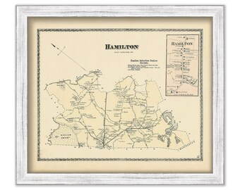 HAMILTON, Massachusetts 1872 Map - Replica or Genuine ORIGINAL