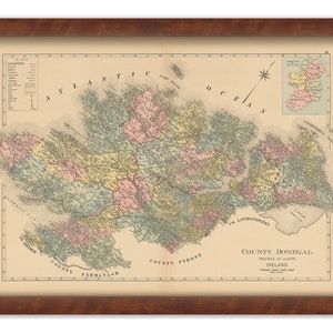 COUNTY DONEGAL, Ireland 1901 Map - Replica or GENUINE Original