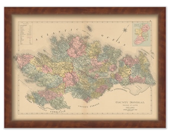 COUNTY DONEGAL, Ireland 1901 Map - Replica or GENUINE Original