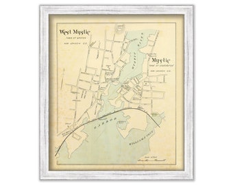 MYSTIC, Connecticut - 1893 Map