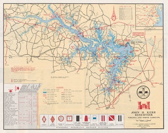 John H. Kerr Reservoir, Virginia/North Carolina - 1973 Map