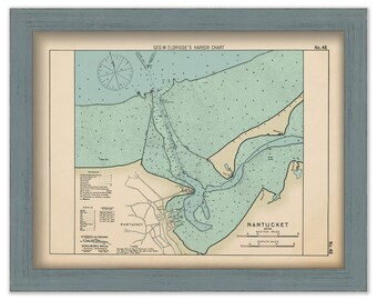 Nantucket Harbor - Nautical Chart by George W. Eldridge Colored Version 0343