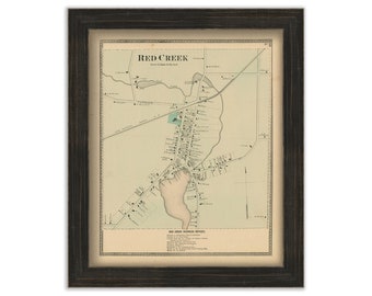 Village of Red Creek, New York 1874 Map, Replica and GENUINE ORIGINAL