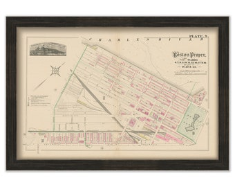 BOSTON, Massachusetts 1882 Map - Replica or Genuine ORIGINAL - Back Bay, Public Garden