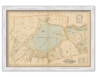 WEST ROXBURY, Massachusetts 1899 map, Plate 14 - Replica or Genuine ORIGINAL