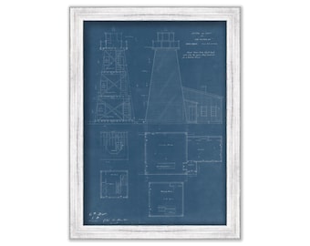 OAK ISLAND LIGHTHOUSE, North Carolina  -  Blueprint Drawing and Plan of the Lighthouse as it was in 1865