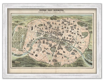 PARIS, FRANCE circa 1878 MAP