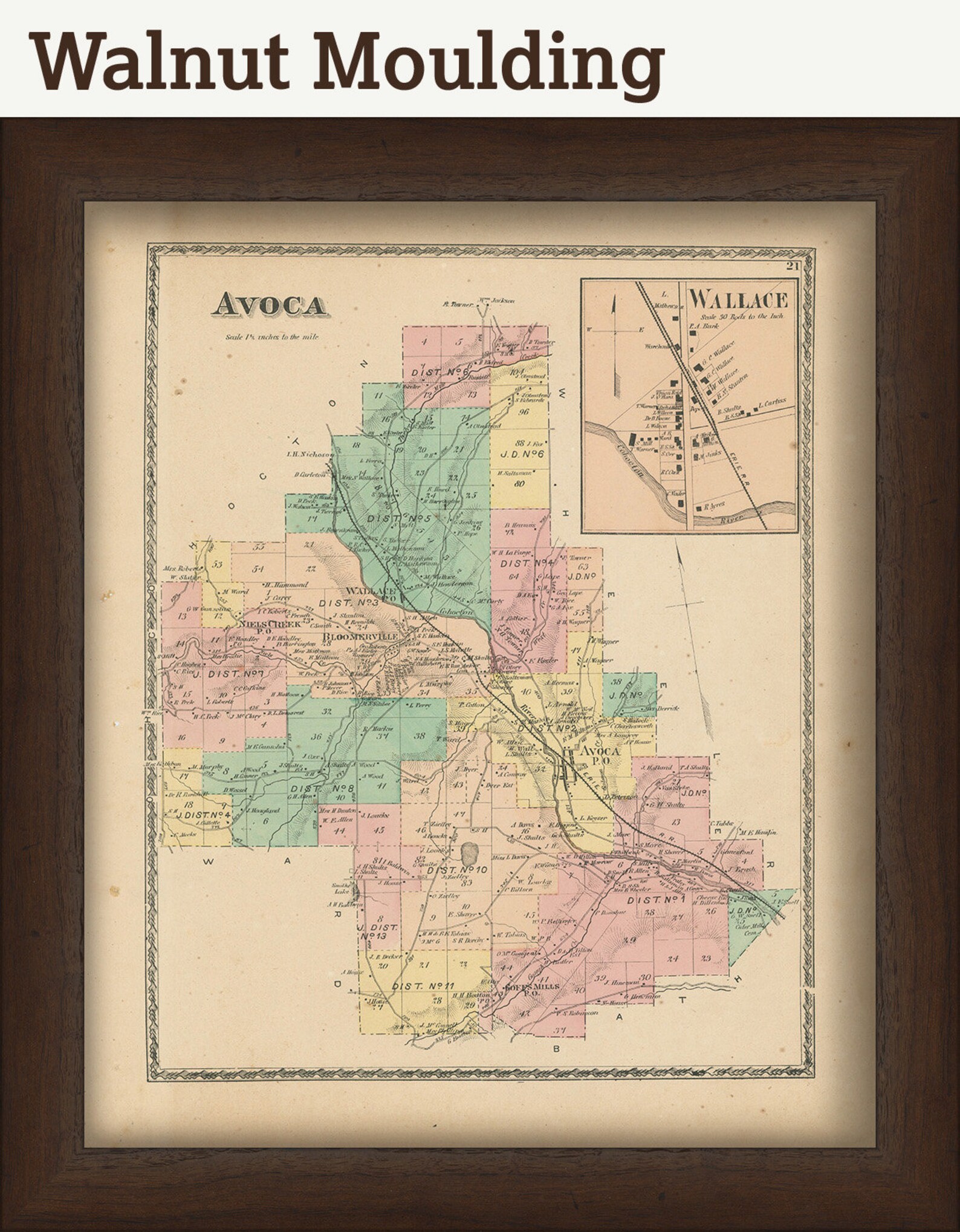 AVOCA New York 1873 Map Replica or Genuine ORIGINAL Etsy