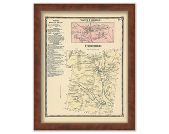 Town of UXBRIDGE, Massachusetts 1870 Map
