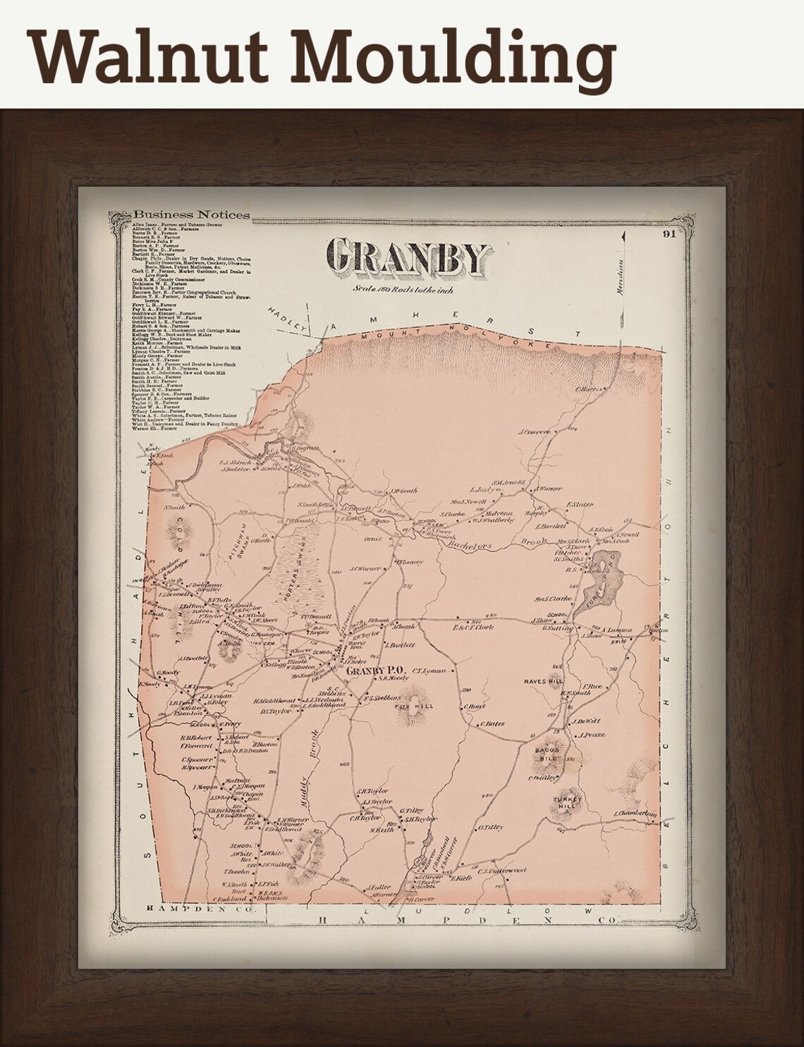 Town of GRANBY Massachusetts 1873 Map Etsy
