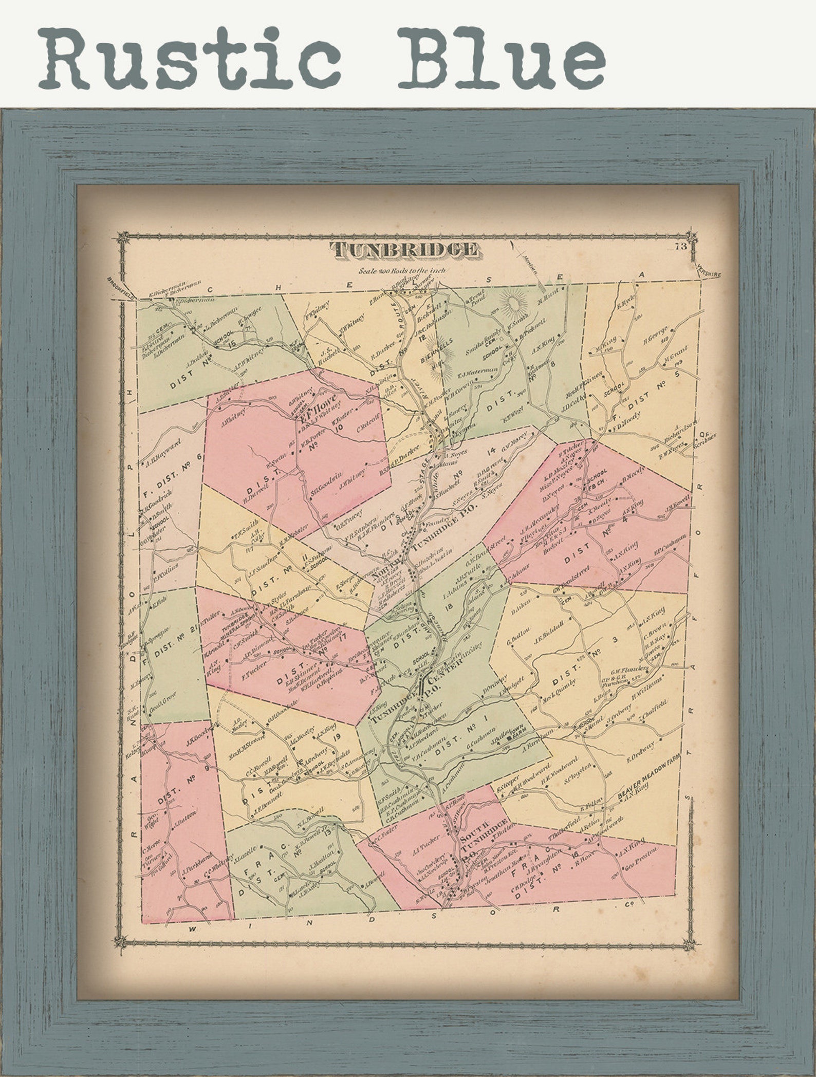 TUNBRIDGE Vermont 1877 Map Replica or Genuine ORIGINAL Etsy