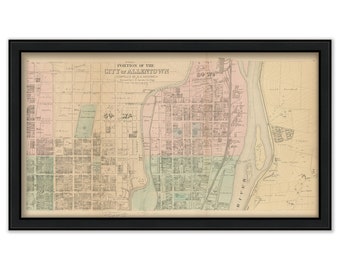 ALLENTOWN, Pennsylvania 1876 Map - Replica or Genuine Original