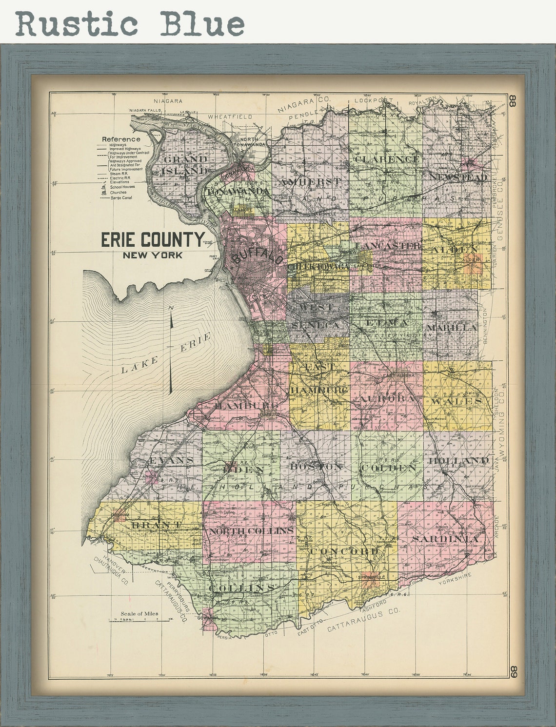 ERIE County New York 1912 Map Replica or GENUINE ORIGINAL Etsy