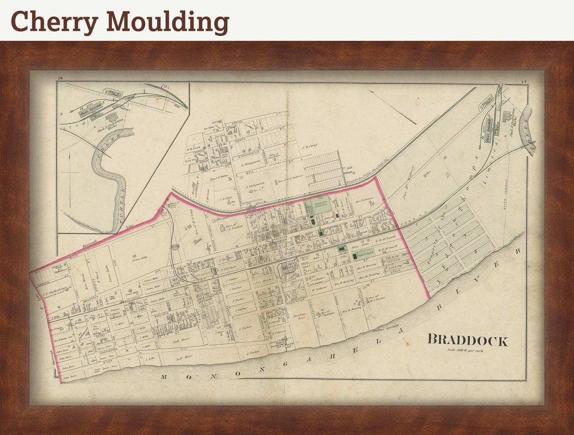 BRADDOCK Pennsylvania 1876 Map Replica or Genuine ORIGINAL Etsy
