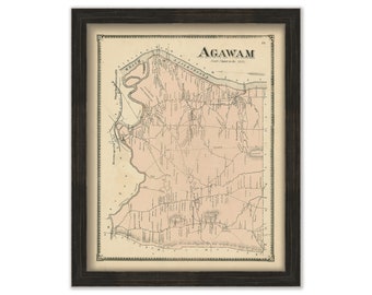 AGAWAM, Massachusetts 1870 Map - Replica or Genuine ORIGINAL