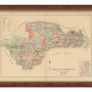 COUNTY WATERFORD, Ireland 1901 Map - Replica or Genuine Original