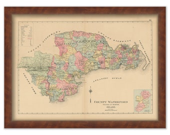COUNTY WATERFORD, Ireland 1901 Map - Replica or Genuine Original