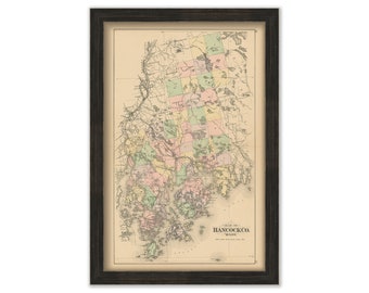 HANCOCK County, Maine 1890 Map, Replica or GENUINE ORIGINAL