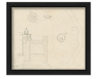 FORT SUMTER LIGHTHOUSE, Charleston, South Carolina - An 1855 Drawing and Plan of the proposed Lighthouse