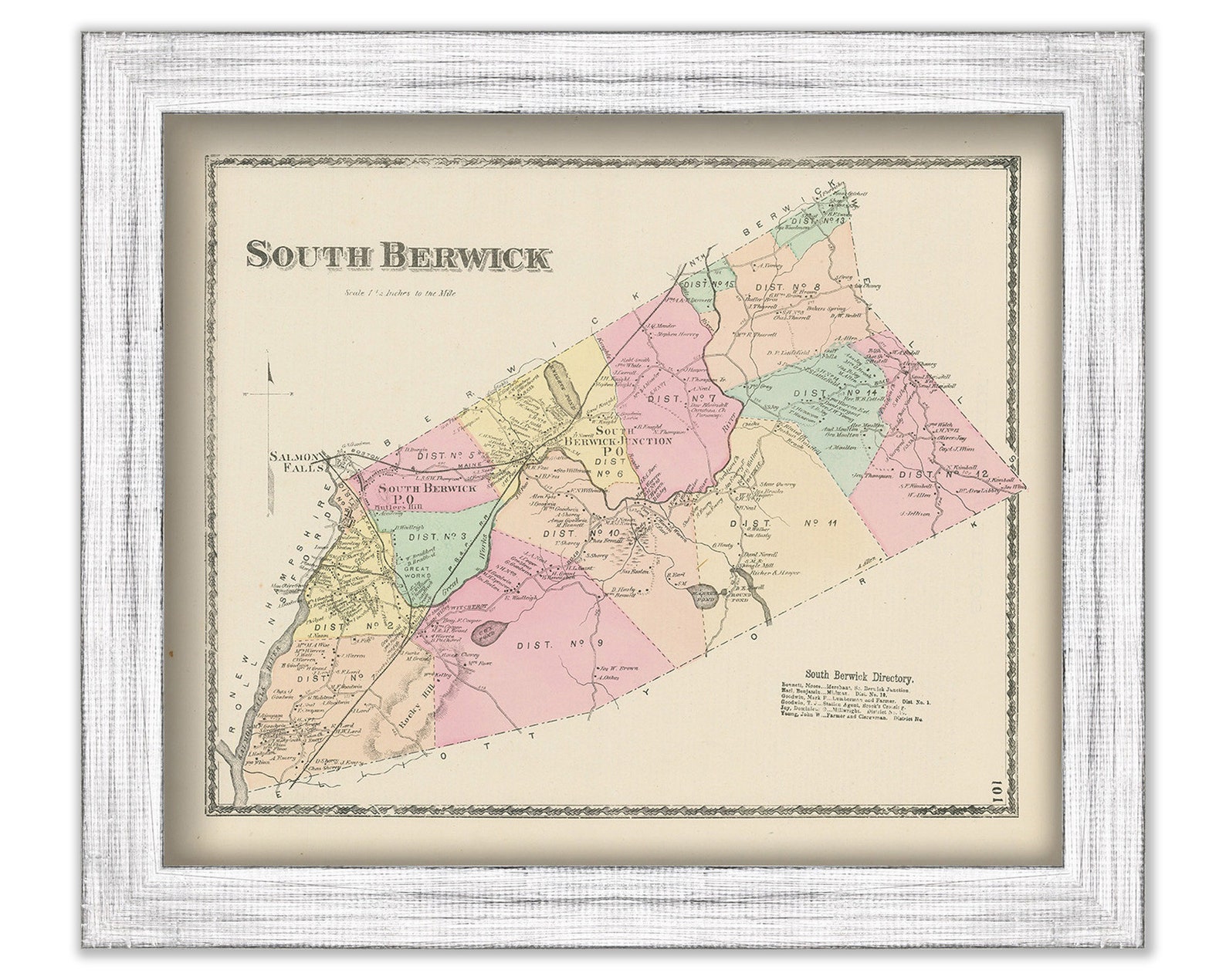Town of SOUTH BERWICK Maine 1872 Map Etsy