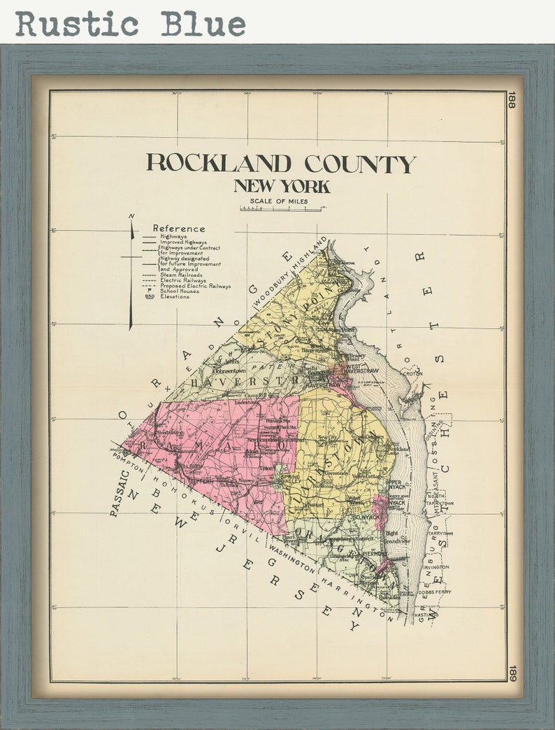 ROCKLAND County New York 1912 Map Replica or GENUINE Etsy