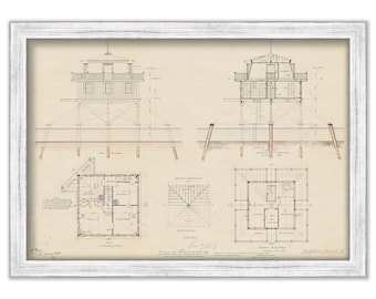 HAWKINS POINT LIGHTHOUSE, Maryland  - Drawing and Plan of the Lighthouse as it was in 1883