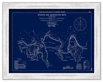 OYSTER BAY, Long Island, New York - Blue Print - Nautical Chart by George W. Eldridge 1901