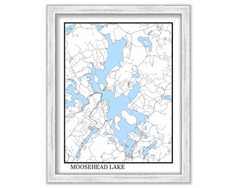 MOOSEHEAD LAKE, Maine - Contemporary Map Poster