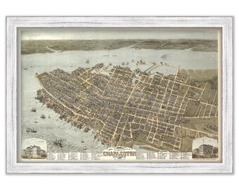 CHARLESTON, South Carolina  -  1872 Bird's Eye View