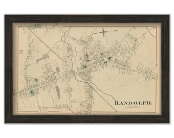 Village of RANDOLPH, Massachusetts 1876 Map - Replica or GENUINE ORIGINAL