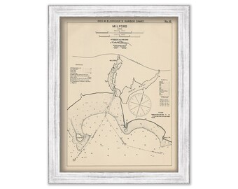 MILFORD, Connecticut  - Nautical Chart by George W. Eldridge 1901