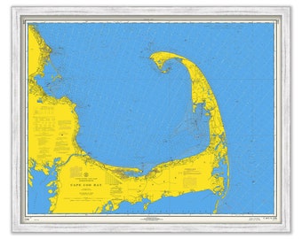 CAPE COD BAY, Massachusetts - 1968 Nautical Chart in Blue