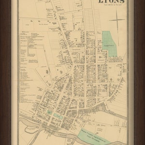 Village of LYONS, New York 1874 Map, Replica and GENUINE ORIGINAL image 5