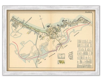 HULL-NANTASKET BEACH, Massachusetts 1903 Map Colored Reproduction