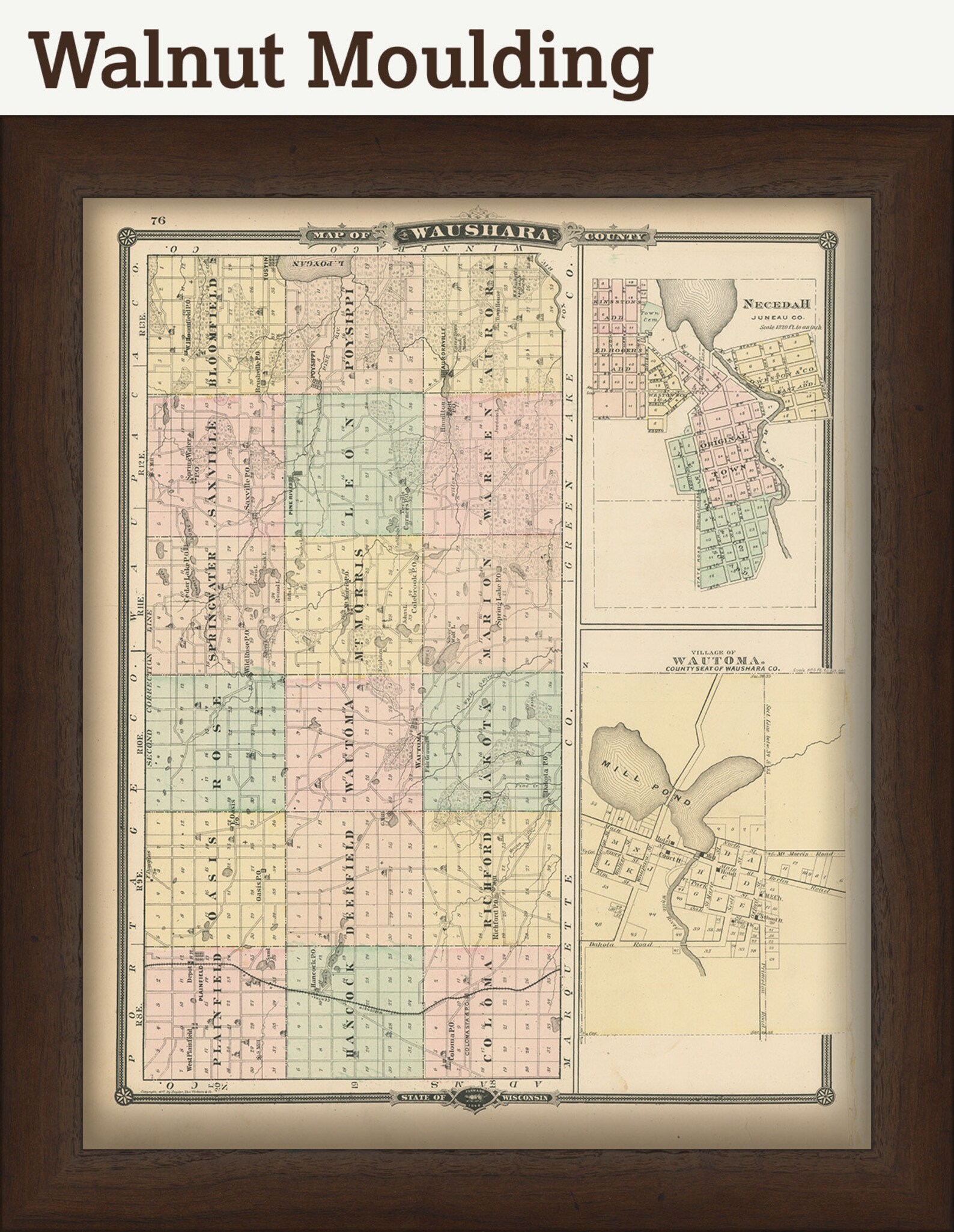WAUSHARA COUNTY Wisconsin 1878 Map Replica or Genuine Etsy