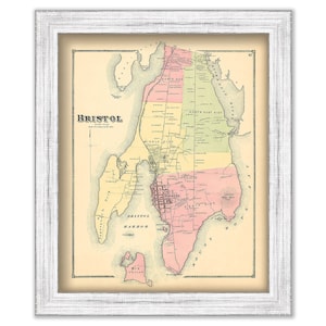 Bristol Ri Plat Maps Bristol Village 1855 Old Town Map With Homeowner Names Rhode | Etsy