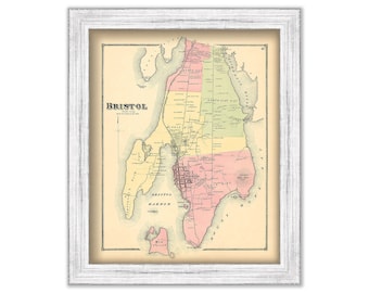 BRISTOL, Rhode Island 1870 Map