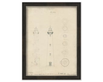 BODIE ISLAND LIGHTHOUSE, Outer Banks, North Carolina - Drawing and Plan of the Lighthouse as it was in 1870.