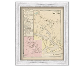 Villages of YORK and CAPE NEDDOCK, Maine 1872 Map