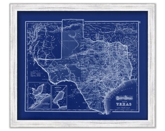 STATE of TEXAS - 1873 Map Blueprint