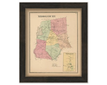 MIDDLEBURY, Connecticut, 1868 Map, Replica or Genuine Original