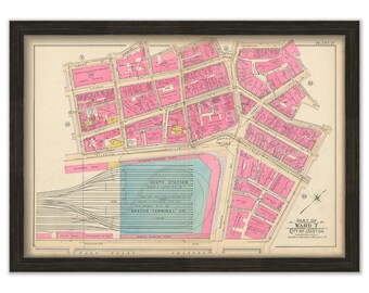 BOSTON 1902 Map, Plate 12, South Station, Financial District