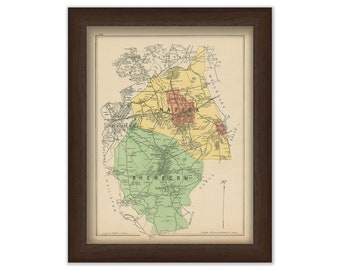 NATICK and SHERBORN, Massachusetts 1889 Map - Replica or Genuine ORIGINAL